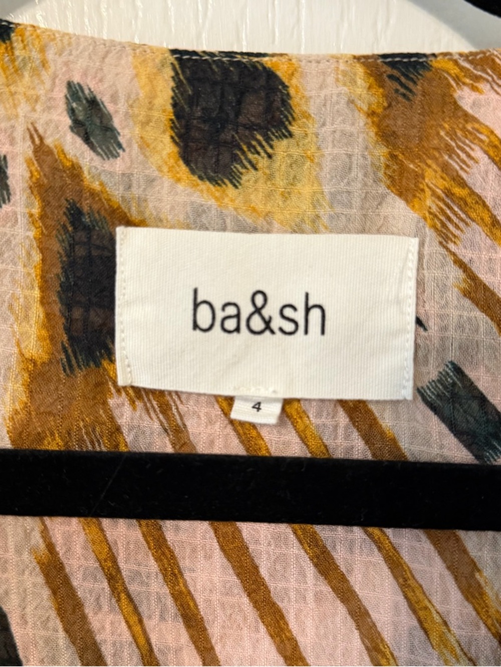 ba&sh Cleo Ikat Patterned Print V-Neck Mini Dress Sz 4, XL - Picture 3 of 5